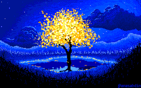 Golden Tree at Night